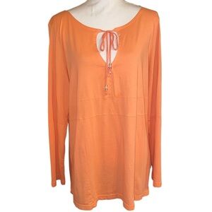 TALBOTS Lightweight Tunic Top with Keyhole Detail in Orange Size XLarge